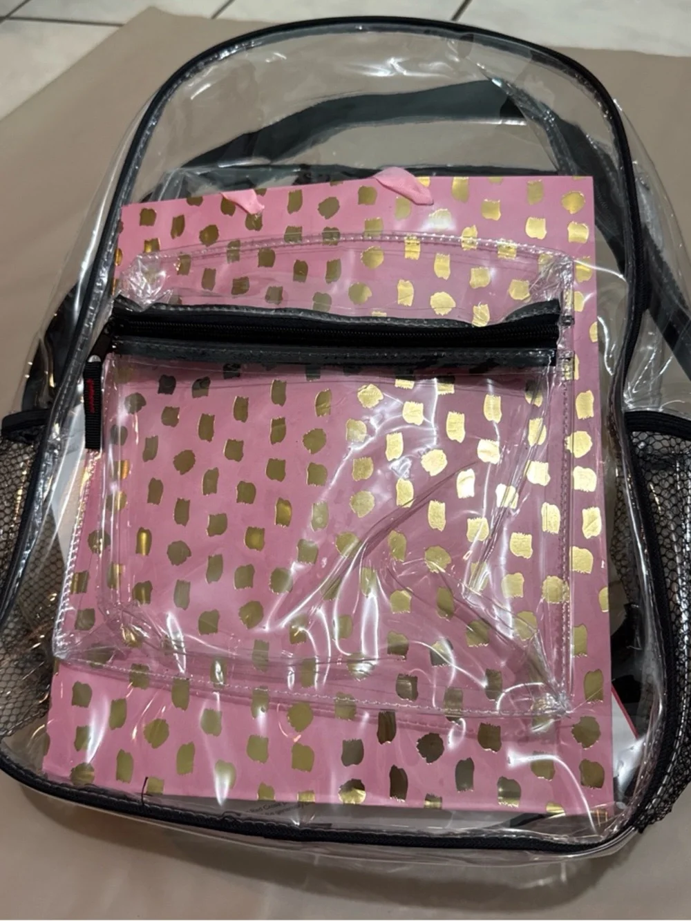 OtterBox Clear PVC Backpack with Black Trim and Mesh Pockets